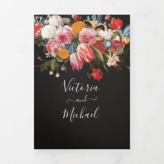 レンブラントフローラダーク&ムーディ結婚ーズケッセル 三つ折り招待状 (カバー)