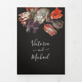 レンブラントフローラダーク&ムーディ結婚ーズ3つ折り請求書 三つ折り招待状