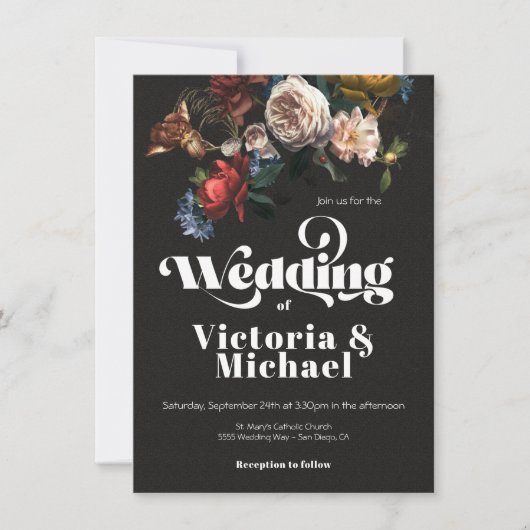 レンブラントフローラダーク&ムーディ結婚式招待状 招待状 (正面)