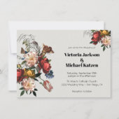 レンブラントモダンフローラダーク&ムーディ結婚ーズ 招待状 (正面)