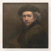 レンブラント自画像:オランダ黄金時代の画家 ガラスコースター (正面)