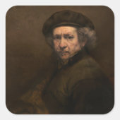 レンブラント自画像：オランダ黄金時代の画家 スクエアシール (正面)