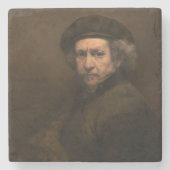レンブラント自画像:オランダ黄金時代の画家 ストーンコースター (正面)