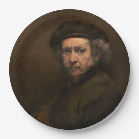 レンブラント自画像:オランダ黄金時代の画家 ペーパープレート (正面)