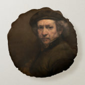 レンブラント自画像：オランダ黄金時代の画家 ラウンドクッション (裏面)