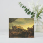 レンブラント葉書で城のある風景 ポストカード (スタンド正面)