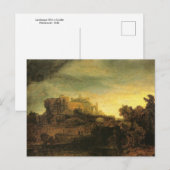 レンブラント葉書で城のある風景 ポストカード (正面/裏面)
