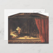 レンブラント – カーテンを持った神聖な家族 ポストカード (正面/裏面)