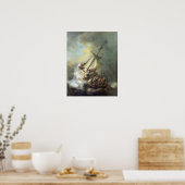 レンブラント – ガリレの海で嵐の中のキリスト ポスター (キッチン)