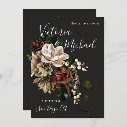 レンブラント マグノリア Save the Date 結婚式 招待状 (正面/裏面)