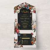 レンブラント・ムーディ・フローラル・ウェディングイニシャル オールインワン招待状 (内側)