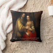 レンブラント「ユダヤ人の花嫁」とエイジング引用文枕 クッション (ブランケット)