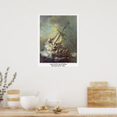 レンブラント・ヴァン・リジンによるガリラヤ海の嵐 ポスター (キッチン)