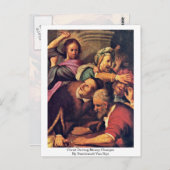 レンブラント・ヴァン・リジンによる両替商を運転するキリスト ポストカード (正面/裏面)