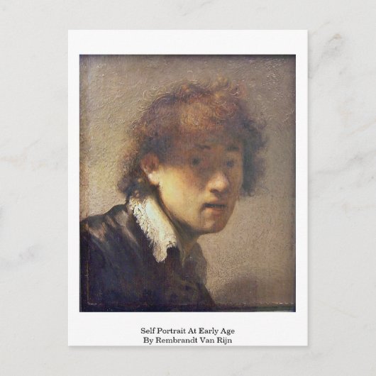 レンブラント・ヴァン・リジンによる初期の自画像 ポストカード (正面)