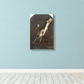 レンブラント・ヴァン・リジン – 十字架の上げ キャンバスプリント (インサイチュ (ウッドフロア))