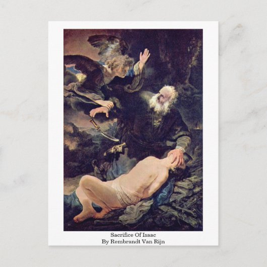 レンブラント・ヴァン・リンのアイザックの犠牲 ポストカード (正面)