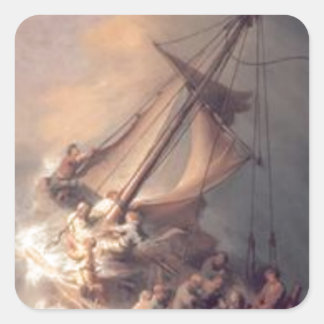 レンブラント – 嵐の中のキリスト – アンティーク絵画ズ スクエアシール