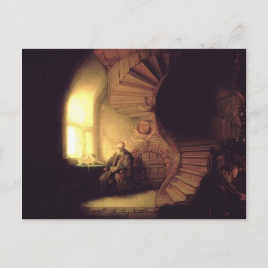 レンブラント – 瞑想の哲学者 ポストカード (正面)