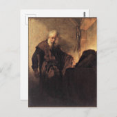 レンブラント – 聖パウロ書は机で ポストカード (正面/裏面)