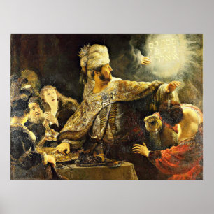 レンブラント – Belshazzarの饗宴，宗教絵画の饗宴 ポスター