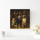 レンブラントNightwatchの夜警員のバロック式の絵画 スクエア壁時計 (ホーム)