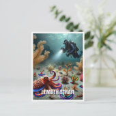 レンベ海峡インドネシアスキューバダイバー ポストカード (スタンド正面)