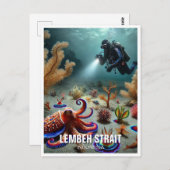 レンベ海峡インドネシアスキューバダイバー ポストカード (正面/裏面)