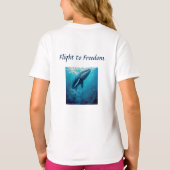 レヴィアタンの自由への飛翔 - 超現実的なクジラのアート Tシャツ (裏面)