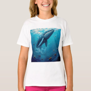 レヴィアタンの自由への飛翔 - 超現実的なクジラのアート Tシャツ