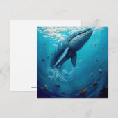 レヴィアタンの自由への飛翔 - 超現実的なクジラの芸術 サンキューカード (正面/裏面)