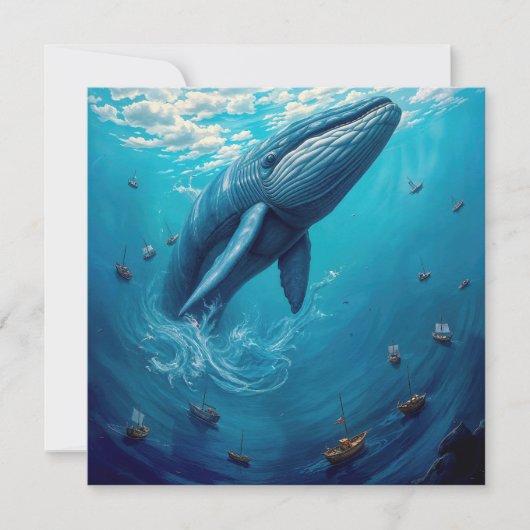 レヴィアタンの自由への飛翔 - 超現実的なクジラの芸術 サンキューカード (正面)