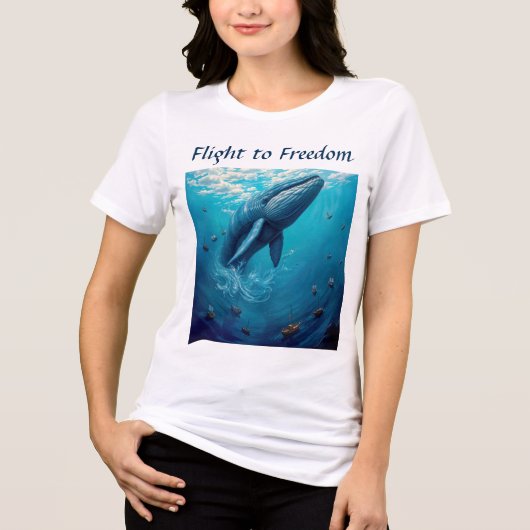 レヴィアタンの自由への飛翔 - 超現実的なクジラの芸術 トライブレンドTシャツ (正面)