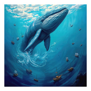 レヴィアタンの自由への飛翔 - 超現実的なクジラの芸術 フォトプリント