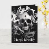 レヴェナントの抱擁:白黒グラフィックスカル カード (黄色い花)