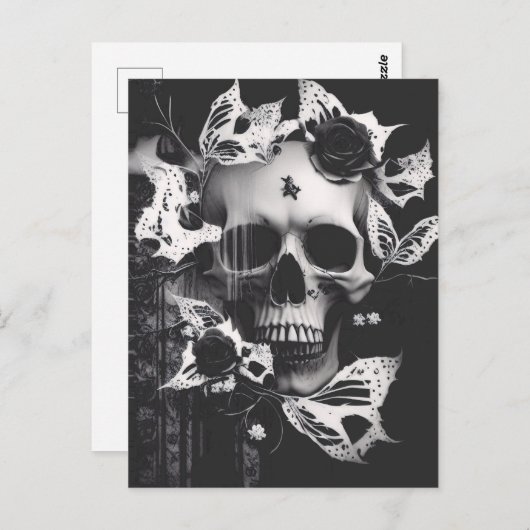 レヴェナントの抱擁:白黒グラフィックスカル ポストカード (正面/裏面)