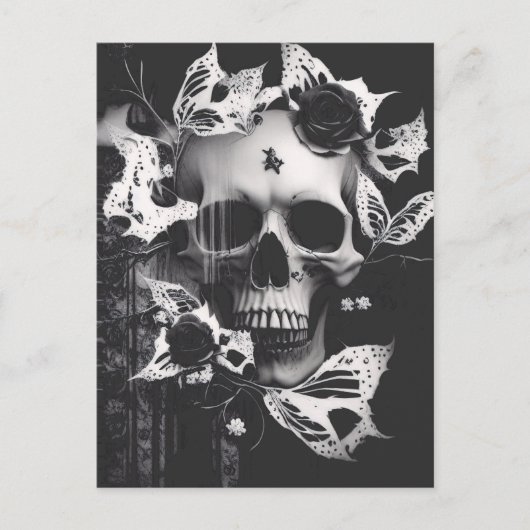 レヴェナントの抱擁:白黒グラフィックスカル ポストカード (正面)