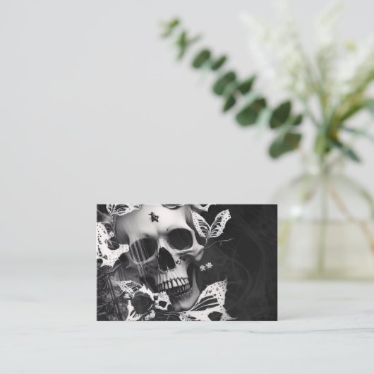 レヴェナントの抱擁:白黒グラフィックスカル 名刺 (スタンド正面)