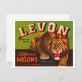 レヴォンカルフィロニアメロンヴィンテージクラートラベル – ライオン ポストカード (正面/裏面)