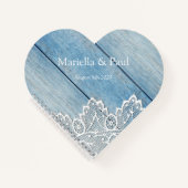 レーかわいらしスブルーウッドハートシェイプ結婚ズ ノートブック (正面)