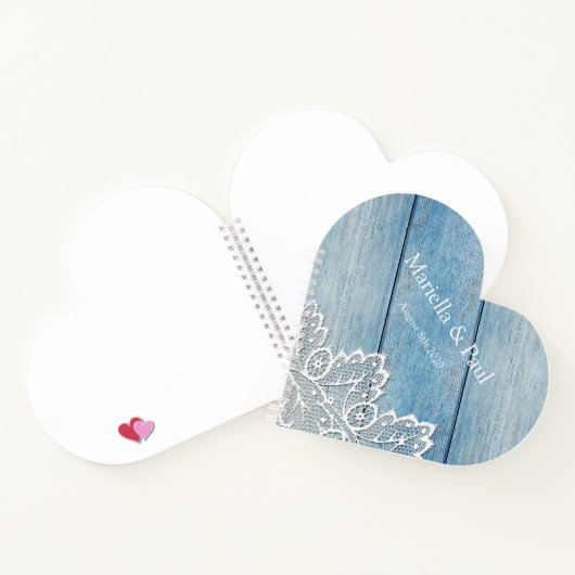 レーかわいらしスブルーウッドハートシェイプ結婚ズ ノートブック (内部)