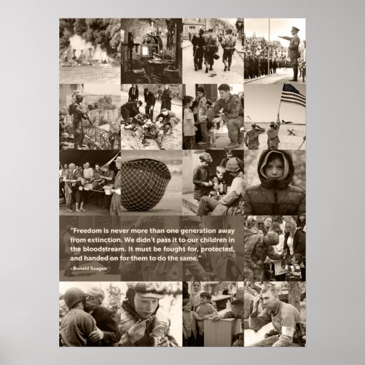 レーガンの有名な自由引用文。キュレーションされたイメージ。 ポスター (正面)