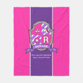 レーガン文字R名シールド紫 フリースブランケット (正面)