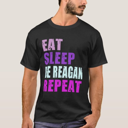 レーガ食べンスリープベリピートレーガン Tシャツ (正面)