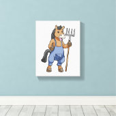 レーキと農家の馬 キャンバスプリント (インサイチュ (ウッドフロア))