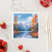 レークタホの秋 | 紅葉の山の絵画 スタンダードカクテルナプキン (インサイチュ)