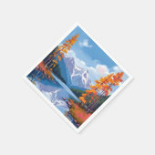 レークタホの秋 | 紅葉の山の絵画 スタンダードカクテルナプキン (角)
