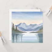 レークタホ | カリフォルニア ネバダの山々 水彩画 カード (正面/裏面インサイチュ)