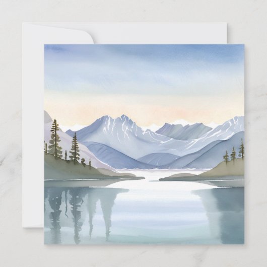レークタホ | カリフォルニア ネバダの山々 水彩画 カード (正面)