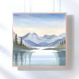 レークタホ | 水彩画の山の風景 ポスター